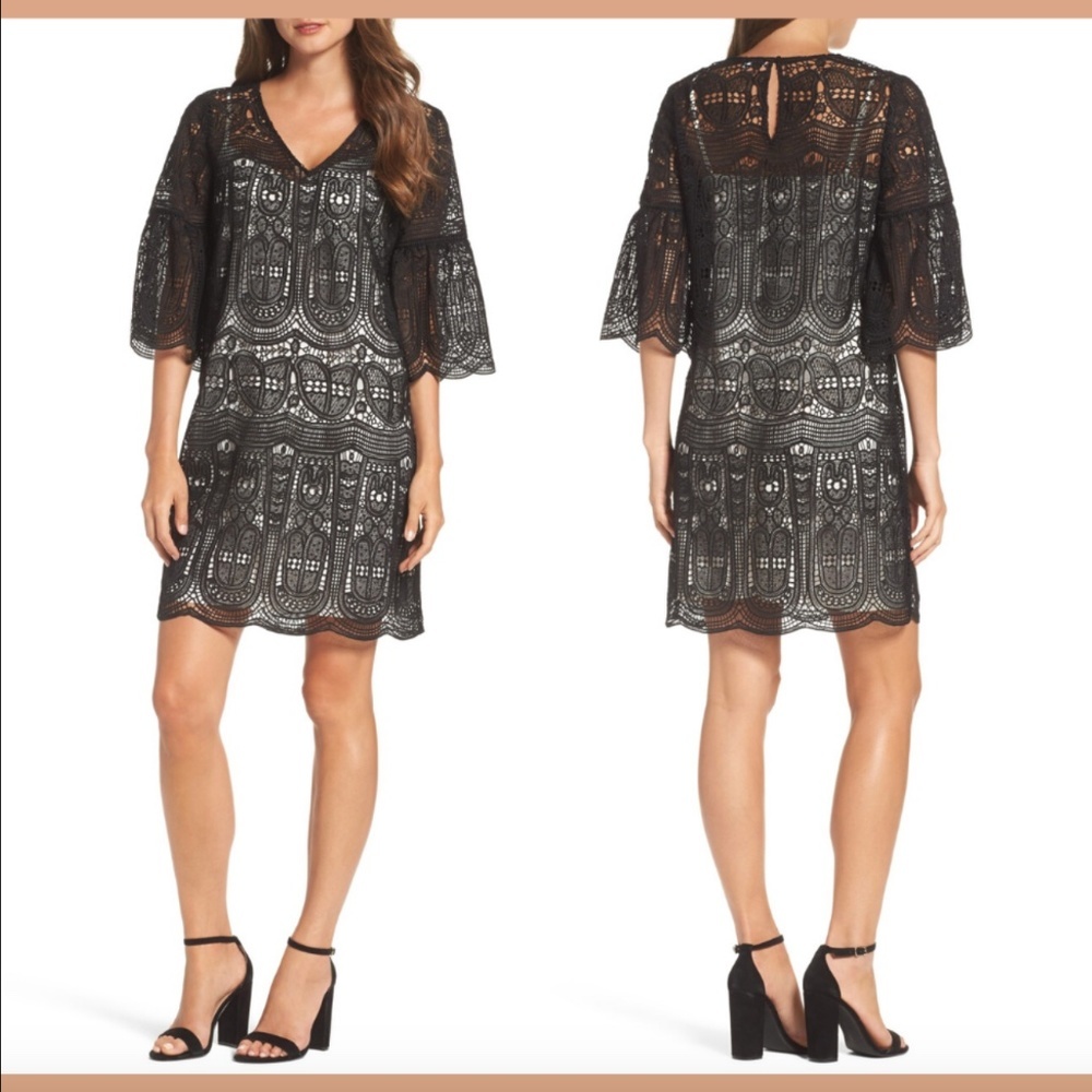 NWD $248 Kobi Halperin Gaia Lace Shift Dress Black [‎ SZ XS ]